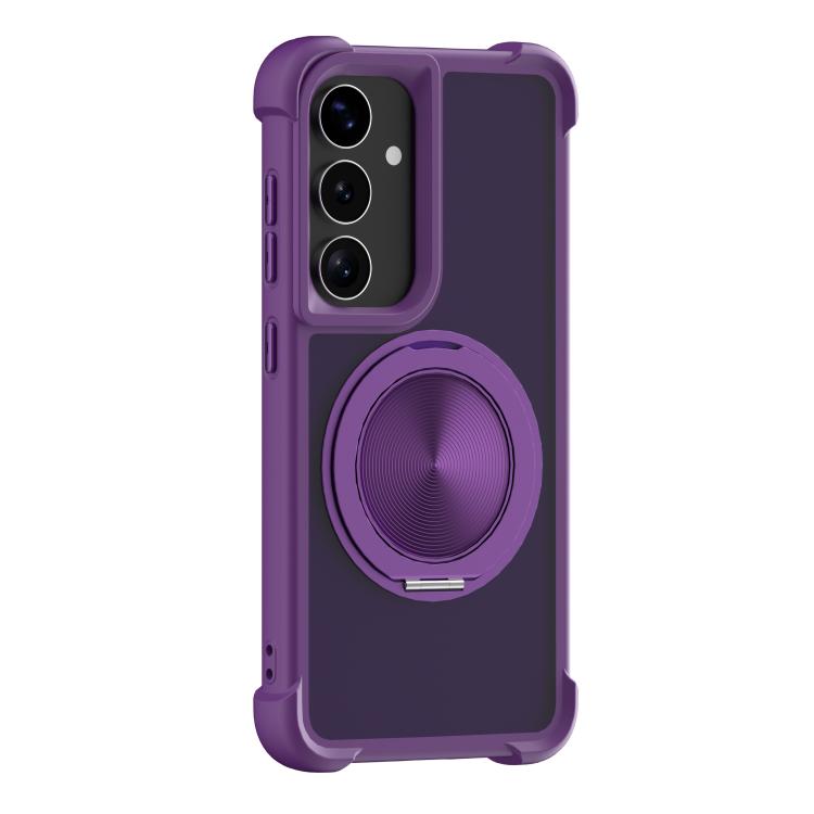 

For Samsung Galaxy S25+ 5G CD Texture 360 Degree Rotating Holder MagSafe Phone Case(Purple)