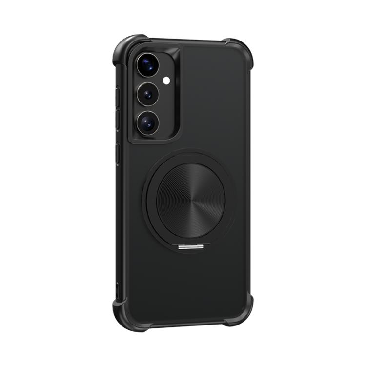 

For Samsung Galaxy S23 5G CD Texture 360 Degree Rotating Holder MagSafe Phone Case(Black)