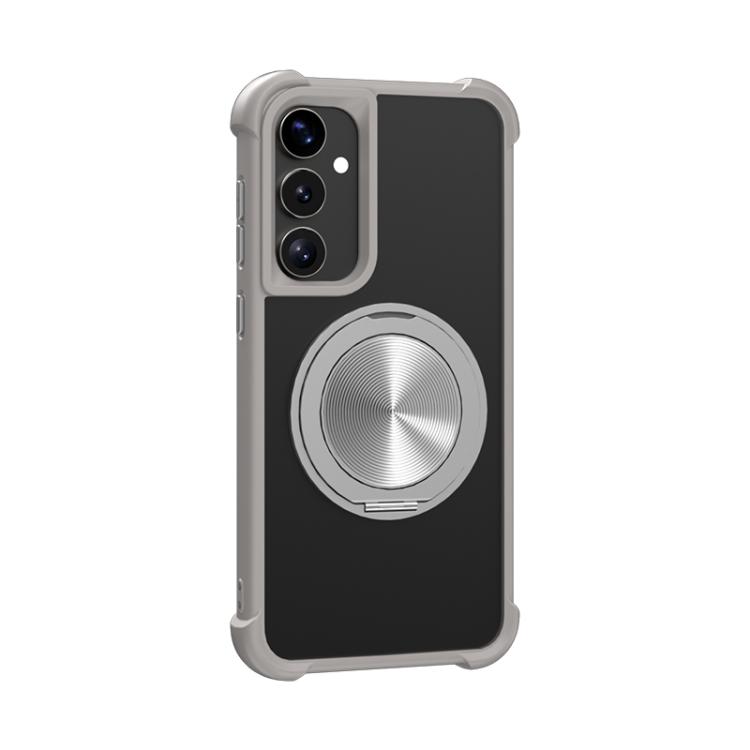 

For Samsung Galaxy S23 FE 5G CD Texture 360 Degree Rotating Holder MagSafe Phone Case(Grey)