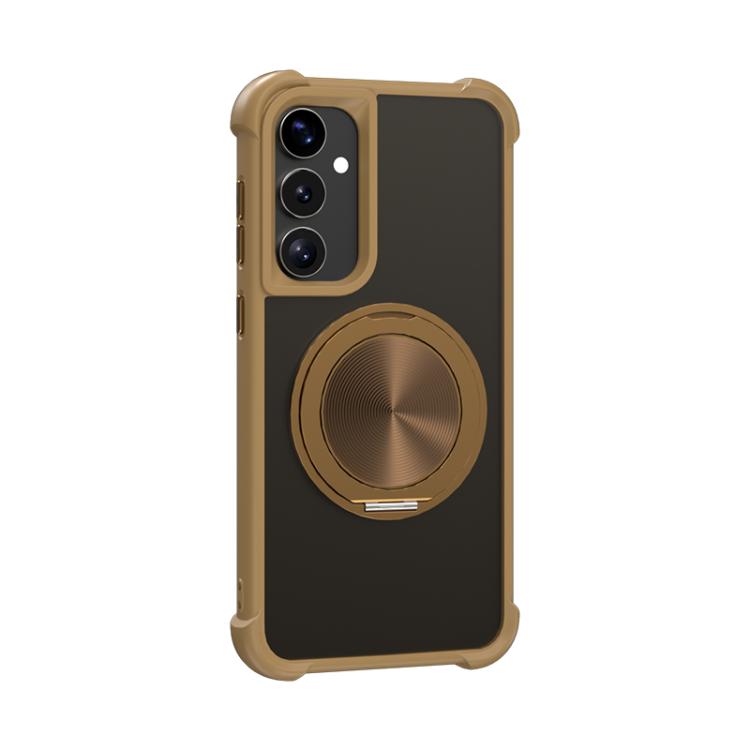 

For Samsung Galaxy S23 FE 5G CD Texture 360 Degree Rotating Holder MagSafe Phone Case(Gold)