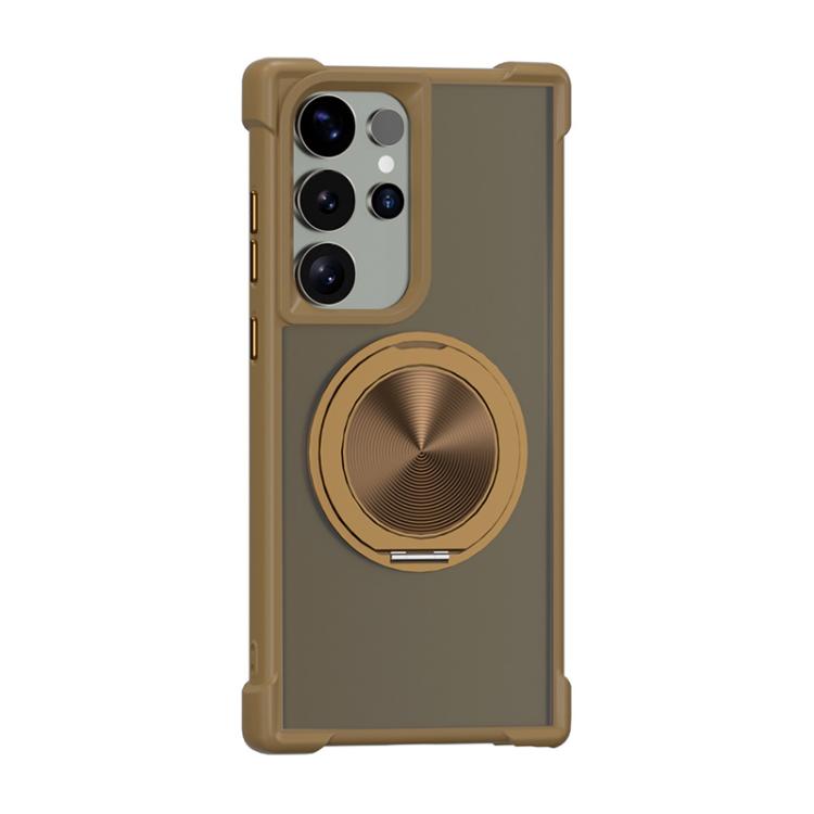 

For Samsung Galaxy S23 Ultra 5G CD Texture 360 Degree Rotating Holder MagSafe Phone Case(Gold)