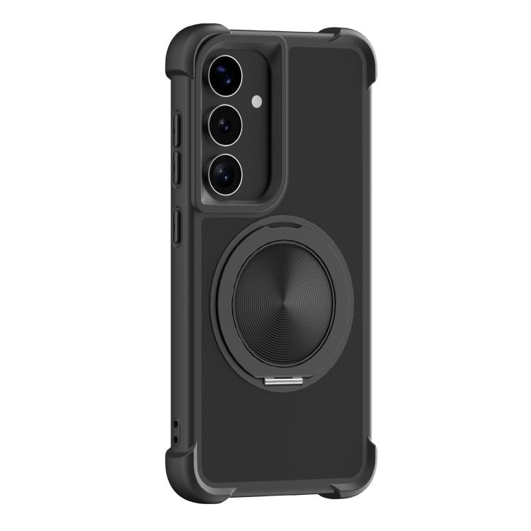 

For Samsung Galaxy S26 5G CD Texture 360 Degree Rotating Holder MagSafe Phone Case(Black)