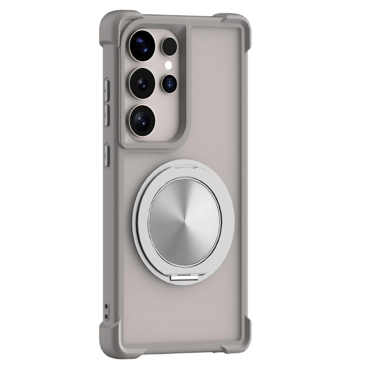 

For Samsung Galaxy S26 Ultra 5G CD Texture 360 Degree Rotating Holder MagSafe Phone Case(Grey)