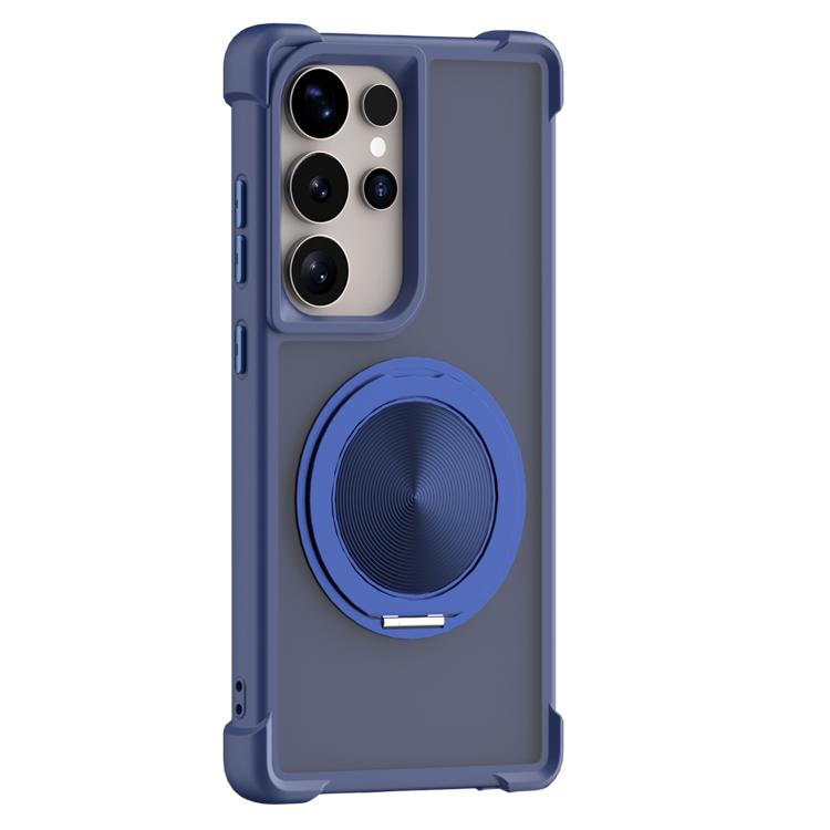 

For Samsung Galaxy S26 Ultra 5G CD Texture 360 Degree Rotating Holder MagSafe Phone Case(Blue)