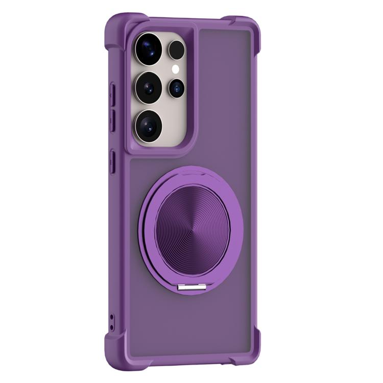 

For Samsung Galaxy S26 Ultra 5G CD Texture 360 Degree Rotating Holder MagSafe Phone Case(Purple)