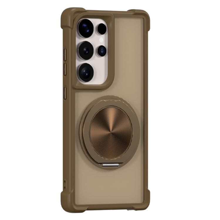 

For Samsung Galaxy S26 Ultra 5G CD Texture 360 Degree Rotating Holder MagSafe Phone Case(Gold)