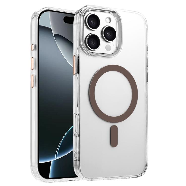 

For iPhone 16 Pro High Transparency TPU Hybrid PC MagSafe Magnetic Phone Case(Desert Gold)