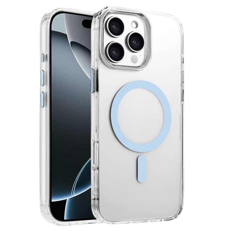 

For iPhone 16 Pro High Transparency TPU Hybrid PC MagSafe Magnetic Phone Case(Sky Blue)