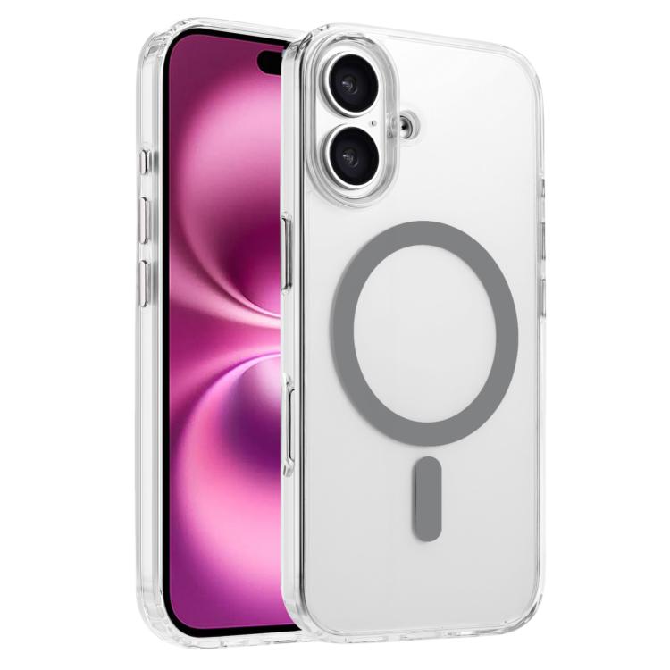 

For iPhone 16 Plus High Transparency TPU Hybrid PC MagSafe Magnetic Phone Case(Grey)