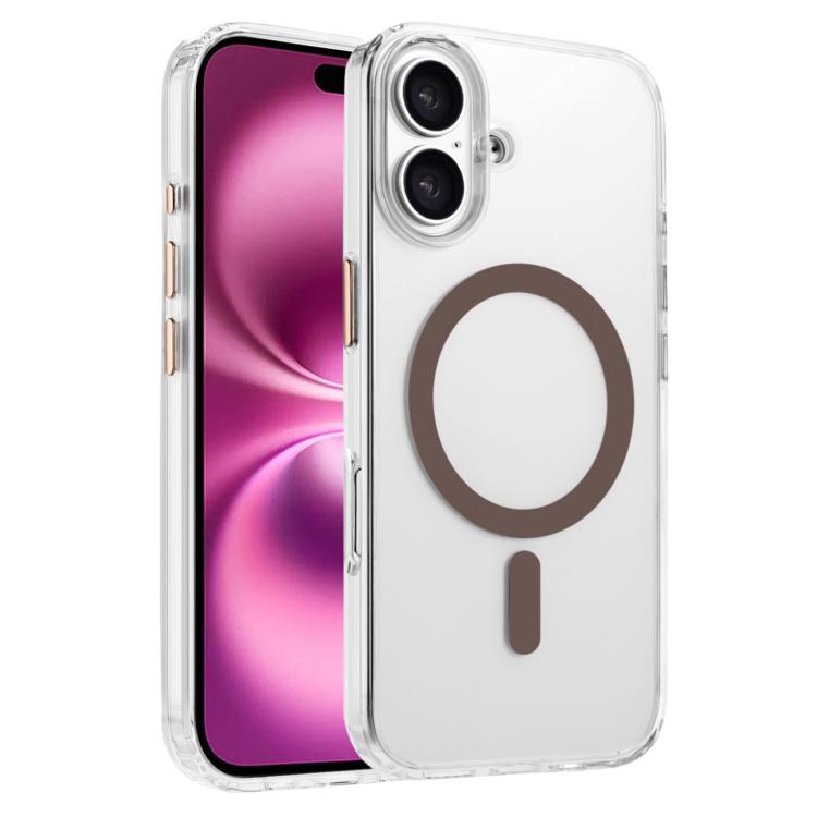 

For iPhone 16 Plus High Transparency TPU Hybrid PC MagSafe Magnetic Phone Case(Desert Gold)