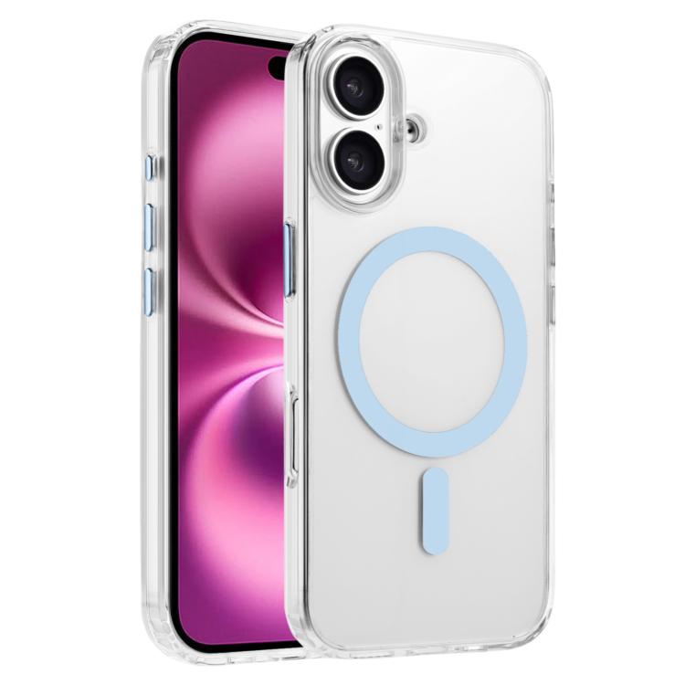 

For iPhone 16 Plus High Transparency TPU Hybrid PC MagSafe Magnetic Phone Case(Sky Blue)