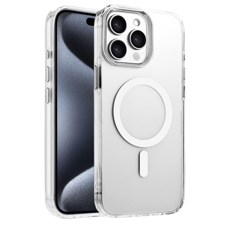 

For iPhone 15 Pro Max High Transparency TPU Hybrid PC MagSafe Magnetic Phone Case(White)