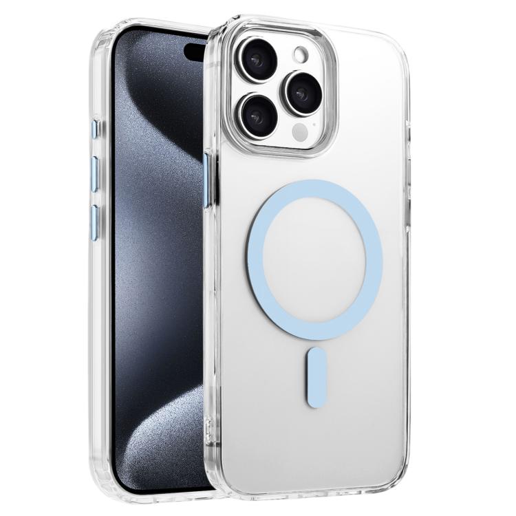

For iPhone 15 Pro Max High Transparency TPU Hybrid PC MagSafe Magnetic Phone Case(Sky Blue)