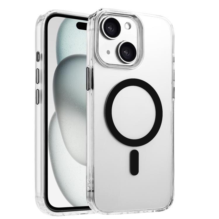 

For iPhone 15 Plus / 14 Plus High Transparency TPU Hybrid PC MagSafe Magnetic Phone Case(Black)