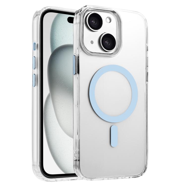 

For iPhone 15 Plus / 14 Plus High Transparency TPU Hybrid PC MagSafe Magnetic Phone Case(Sky Blue)
