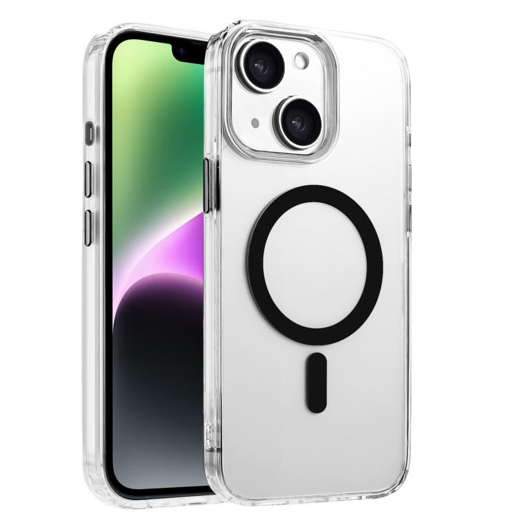 

For iPhone 14 / 13 High Transparency TPU Hybrid PC MagSafe Magnetic Phone Case(Black)