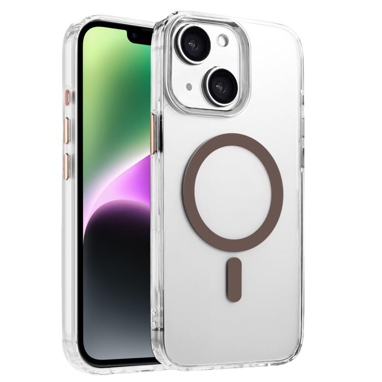 

For iPhone 14 / 13 High Transparency TPU Hybrid PC MagSafe Magnetic Phone Case(Desert Gold)