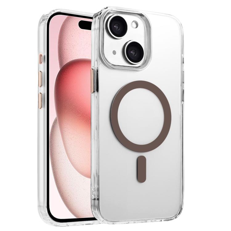 

For iPhone 15 High Transparency TPU Hybrid PC MagSafe Magnetic Phone Case(Desert Gold)