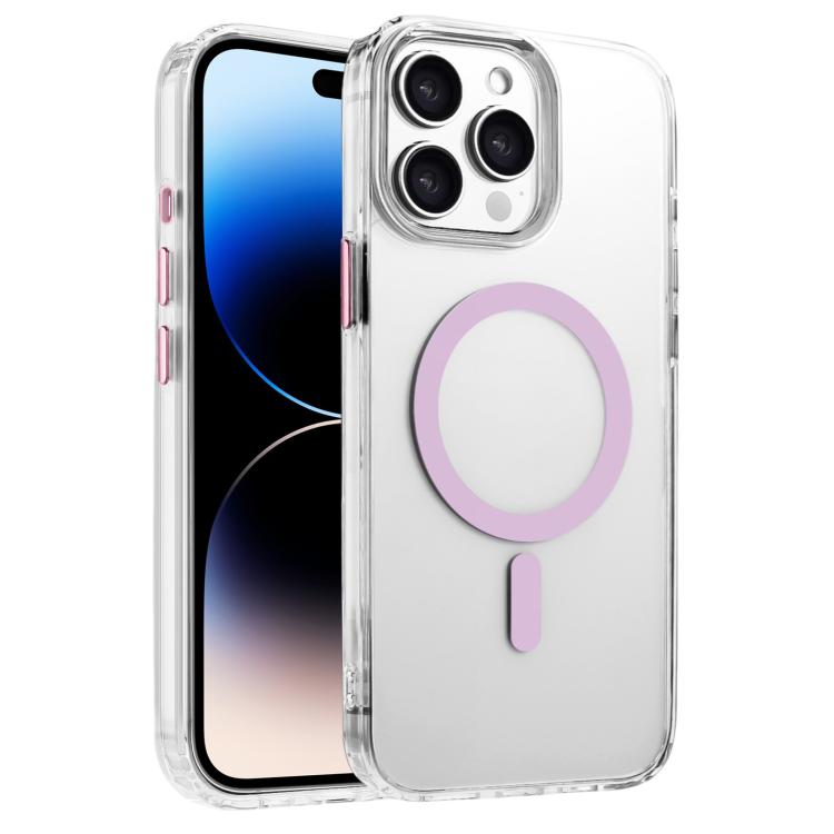 

For iPhone 14 Pro Max High Transparency TPU Hybrid PC MagSafe Magnetic Phone Case(Pink)