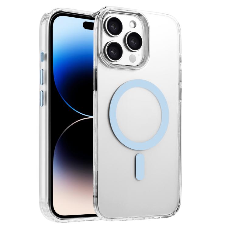 

For iPhone 14 Pro Max High Transparency TPU Hybrid PC MagSafe Magnetic Phone Case(Sky Blue)