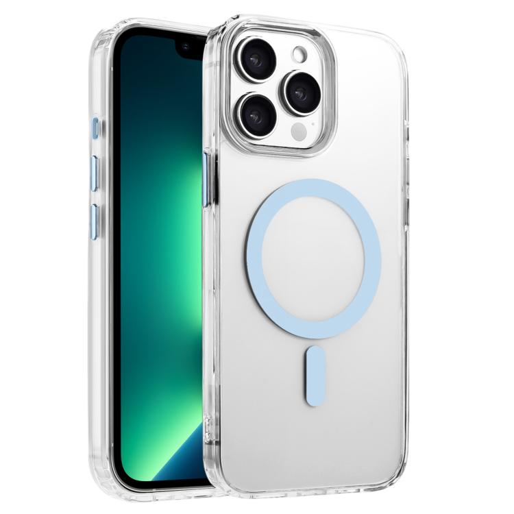 

For iPhone 13 Pro Max High Transparency TPU Hybrid PC MagSafe Magnetic Phone Case(Sky Blue)