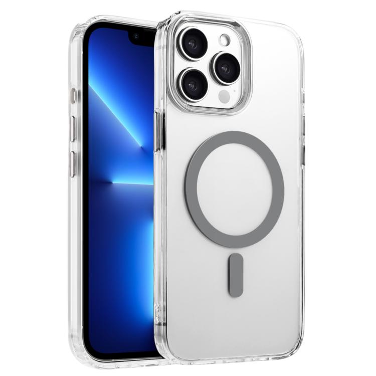 

For iPhone 13 Pro High Transparency TPU Hybrid PC MagSafe Magnetic Phone Case(Grey)