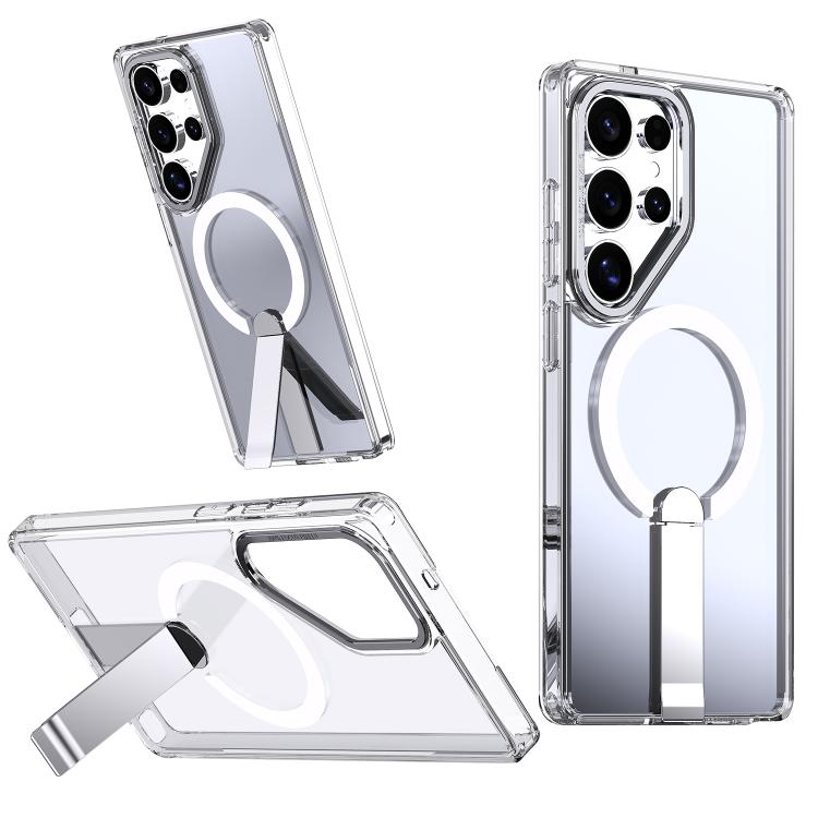 

For Samsung Galaxy S24 Ultra 5G Star Shine Series TPU + PC MagSafe Phone Case with Fold Holder(Transparent)