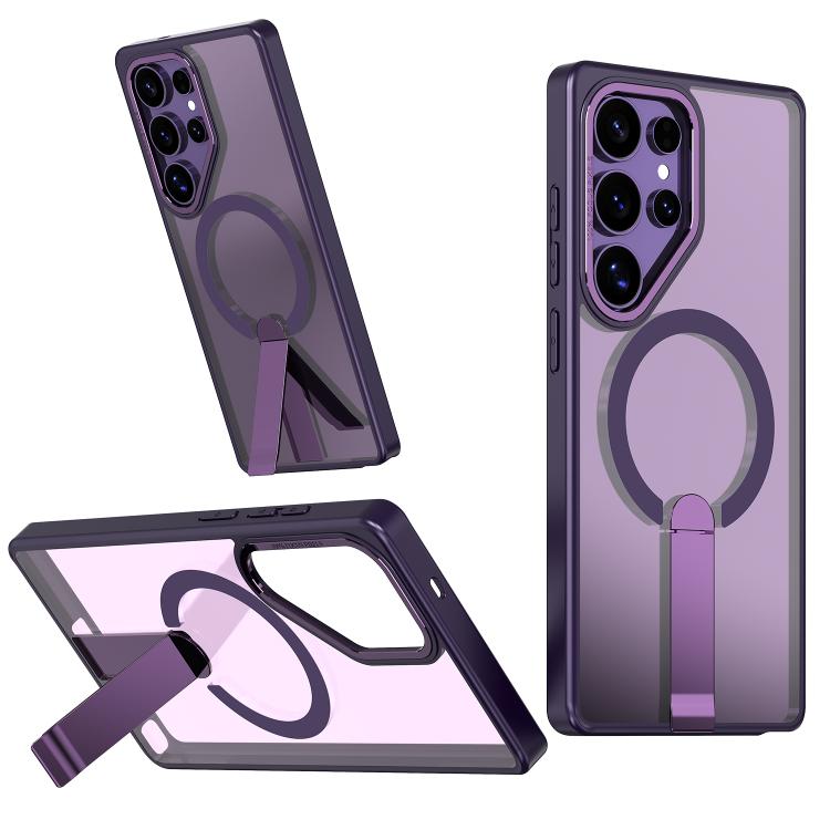 

For Samsung Galaxy S24 Ultra 5G Star Shine Series TPU + PC MagSafe Phone Case with Fold Holder(Purple)