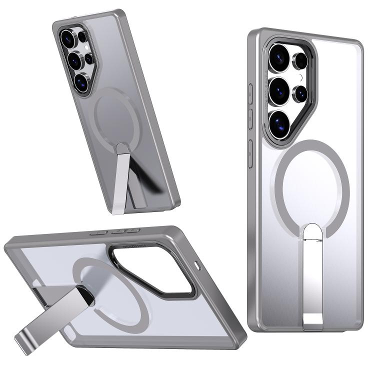 

For Samsung Galaxy S25 Ultra 5G Star Shine Series TPU + PC MagSafe Phone Case with Fold Holder(Grey)