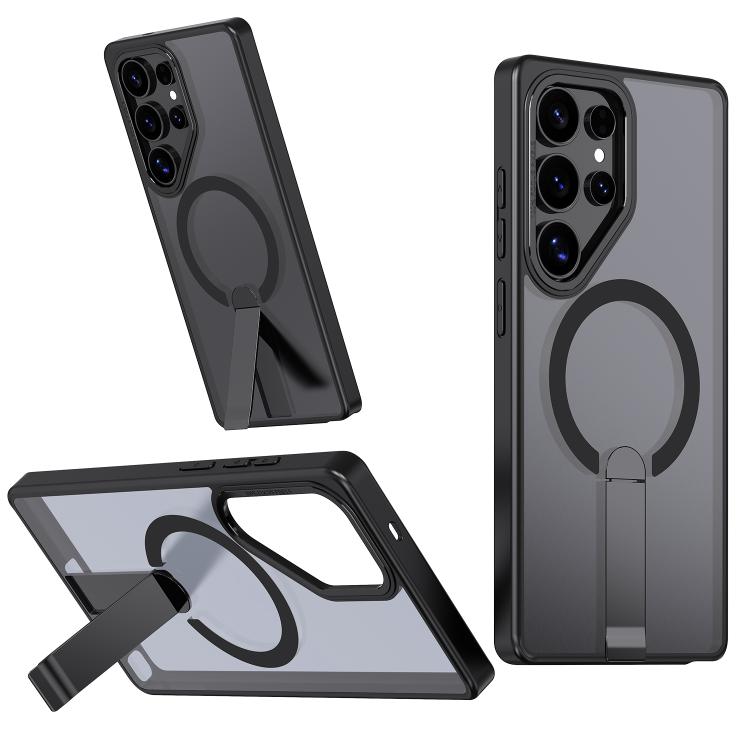 

For Samsung Galaxy S25 Ultra 5G Star Shine Series TPU + PC MagSafe Phone Case with Fold Holder(Black)