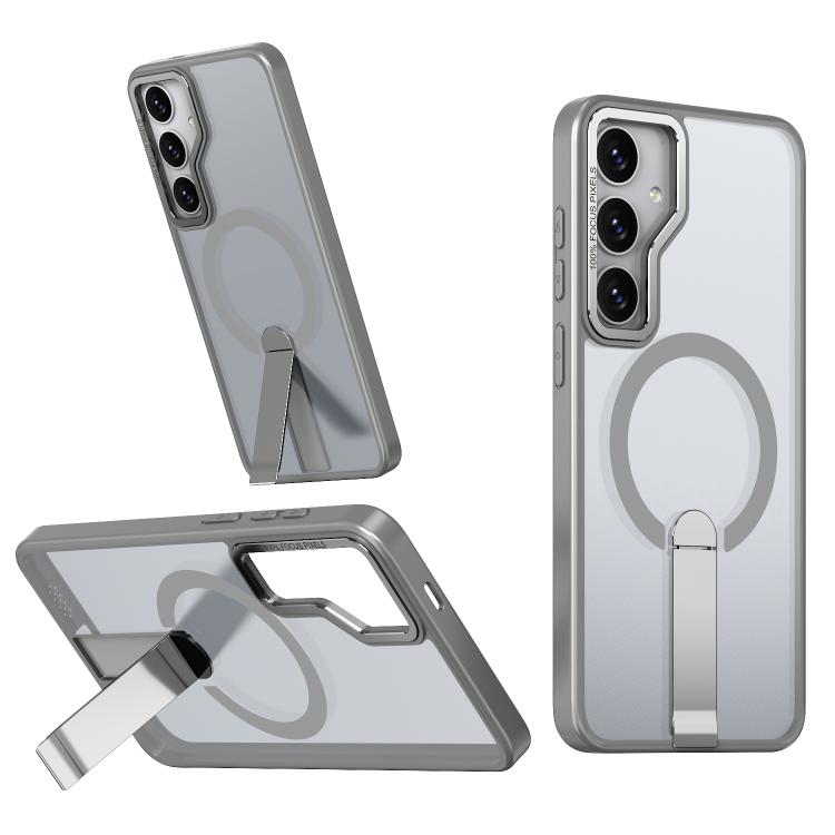 

For Samsung Galaxy S24 FE 5G Star Shine Series TPU + PC MagSafe Phone Case with Fold Holder(Grey)