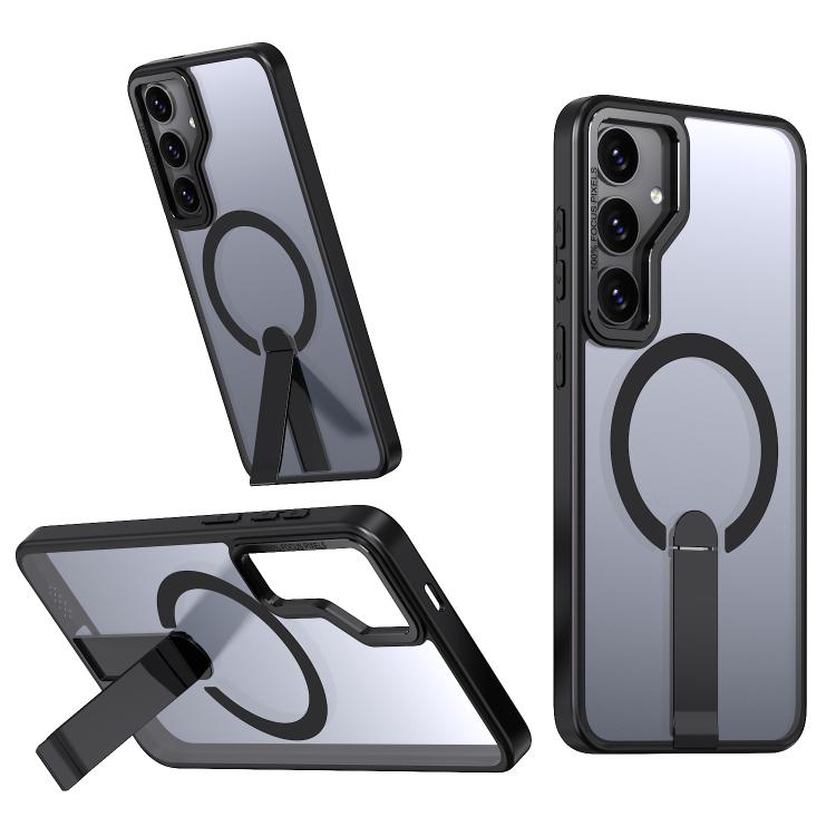 

For Samsung Galaxy S24 FE 5G Star Shine Series TPU + PC MagSafe Phone Case with Fold Holder(Black)