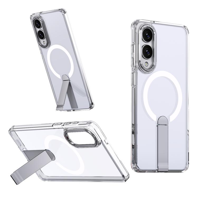

For Samsung Galaxy S25 Edge 5G Star Shine Series TPU + PC MagSafe Phone Case with Fold Holder(Transparent)