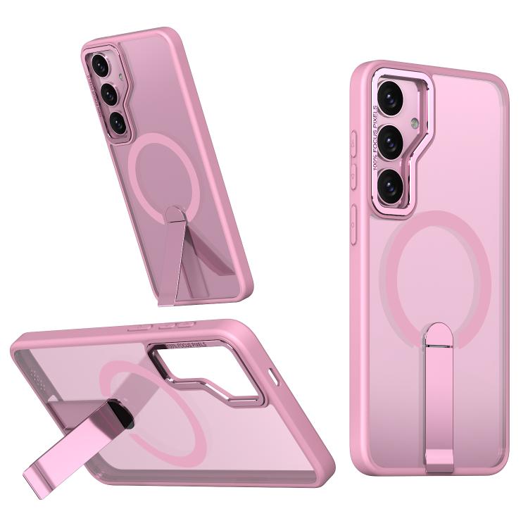 

For Samsung Galaxy S25 FE 5G Star Shine Series TPU + PC MagSafe Phone Case with Fold Holder(Pink)