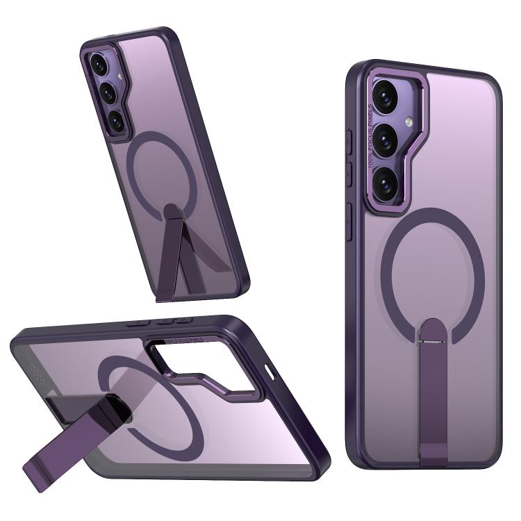 

For Samsung Galaxy S25 FE 5G Star Shine Series TPU + PC MagSafe Phone Case with Fold Holder(Purple)