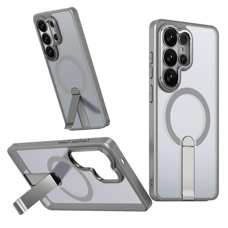 

For Samsung Galaxy S26 Ultra 5G Star Shine Series TPU + PC MagSafe Phone Case with Fold Holder(Grey)