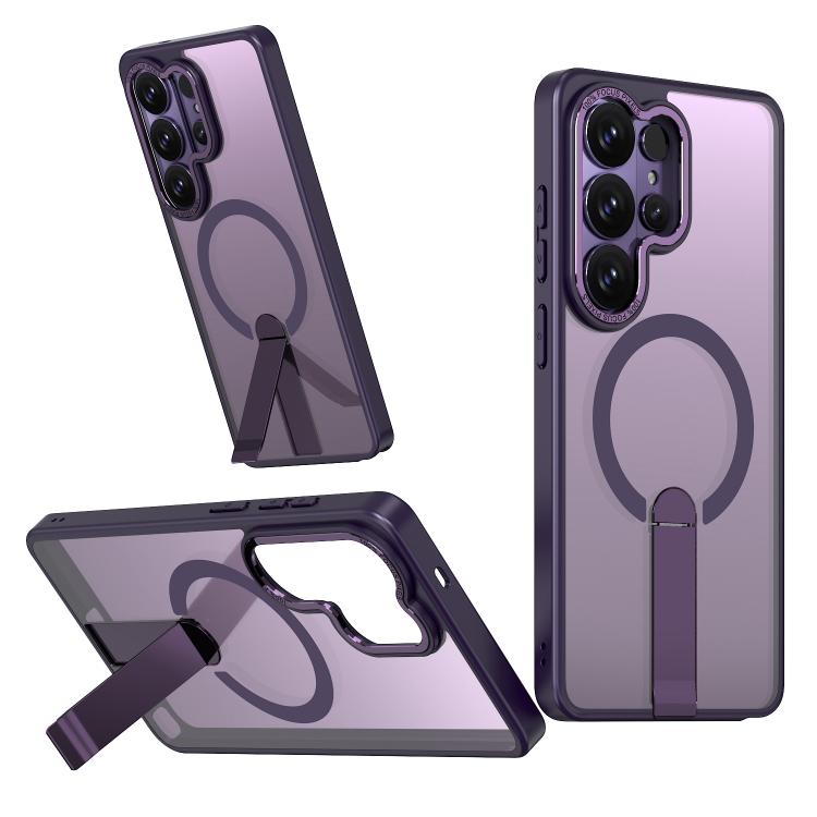 For Samsung Galaxy S26 Ultra 5G Star Shine Series TPU + PC MagSafe Phone Case with Fold Holder(Purple)