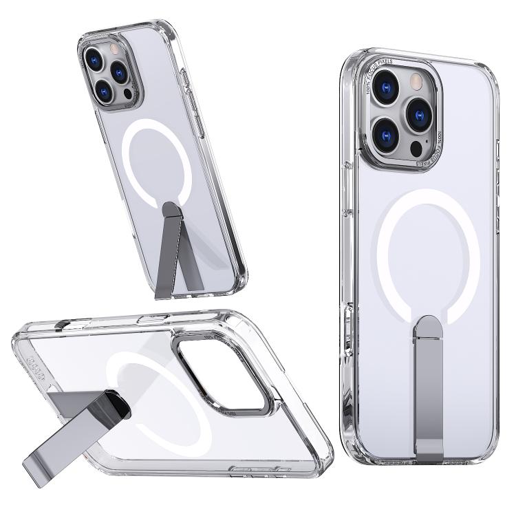 

For iPhone 16 Pro Max Star Shine Series TPU + PC MagSafe Phone Case with Fold Holder(Transparent)