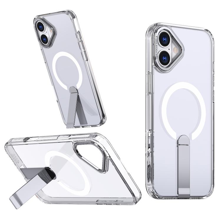 

For iPhone 16 Plus Star Shine Series TPU + PC MagSafe Phone Case with Fold Holder(Transparent)
