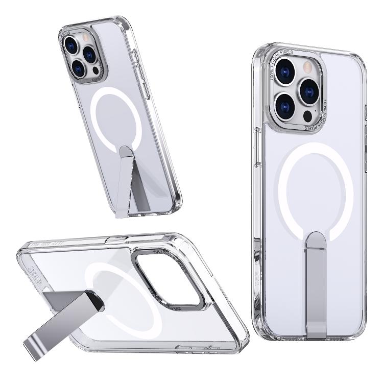 

For iPhone 14 Pro Star Shine Series TPU + PC MagSafe Phone Case with Fold Holder(Transparent)