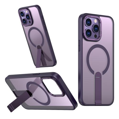 

For iPhone 14 Pro Star Shine Series TPU + PC MagSafe Phone Case with Fold Holder(Purple)