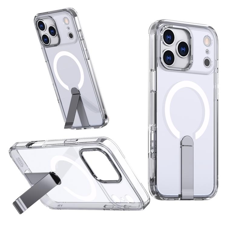 

For iPhone 17 Pro Max Star Shine Series TPU + PC MagSafe Phone Case with Fold Holder(Transparent)
