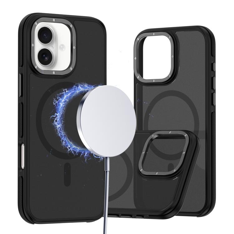 

For iPhone 16 Plus Dual-Color Skin Feel MagSafe Phone Case(Black)