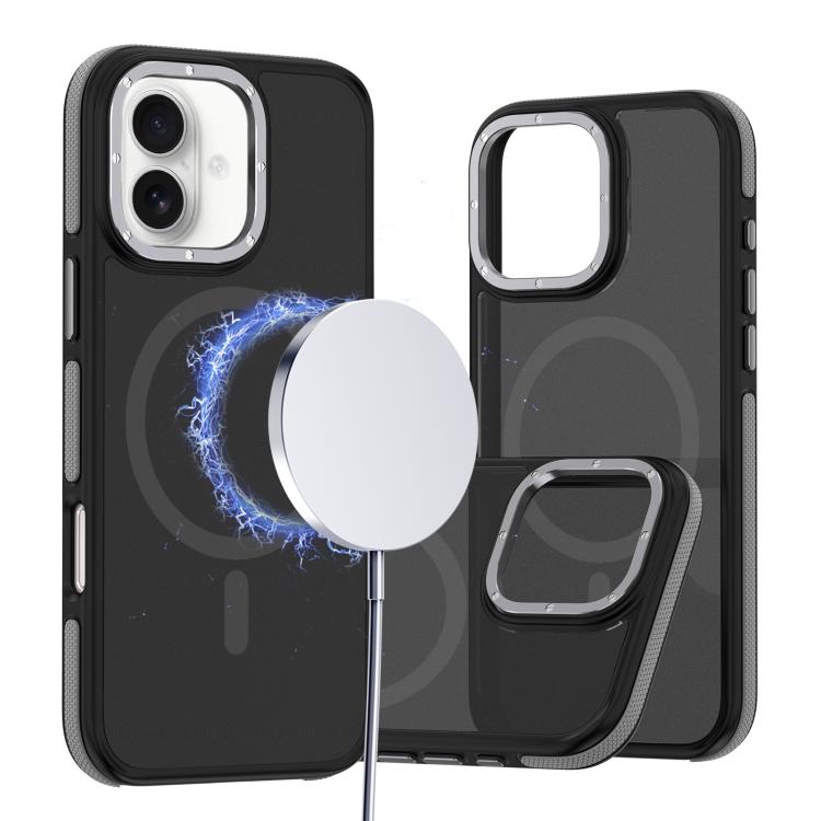 

For iPhone 16 Plus Dual-Color Skin Feel MagSafe Phone Case(Black Grey)