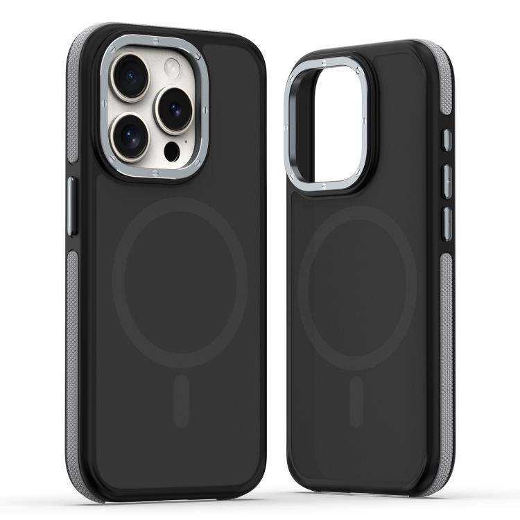 

For iPhone 15 Pro Max Dual-Color Skin Feel MagSafe Phone Case(Black Grey)