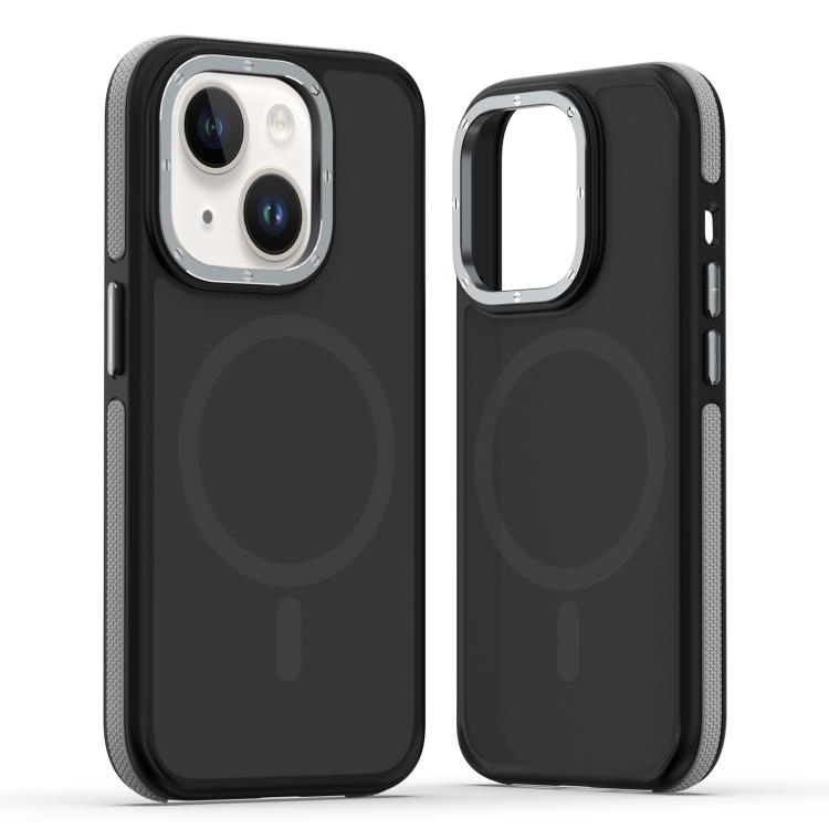 

For iPhone 15 Dual-Color Skin Feel MagSafe Phone Case(Black Grey)