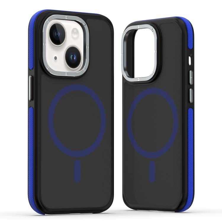 

For iPhone 14 / 13 Dual-Color Skin Feel MagSafe Phone Case(Black Blue)