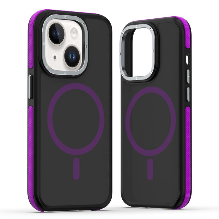 

For iPhone 14 / 13 Dual-Color Skin Feel MagSafe Phone Case(Black Purple)