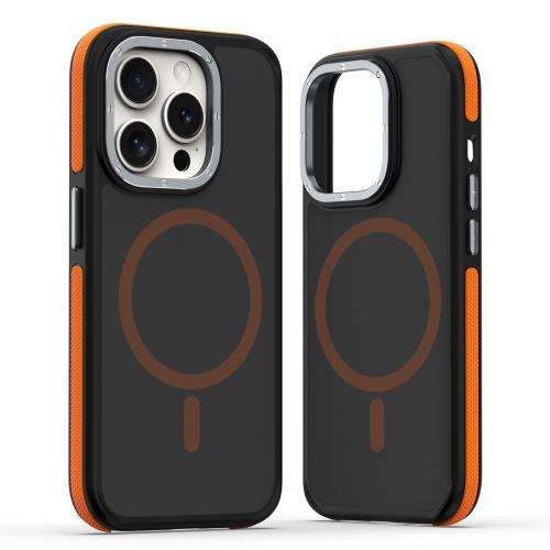 

For iPhone 13 Pro Max Dual-Color Skin Feel MagSafe Phone Case(Black Orange)