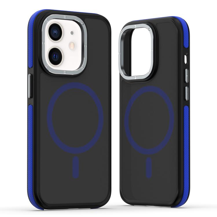 

For iPhone 12 / 12 Pro Dual-Color Skin Feel MagSafe Phone Case(Black Blue)
